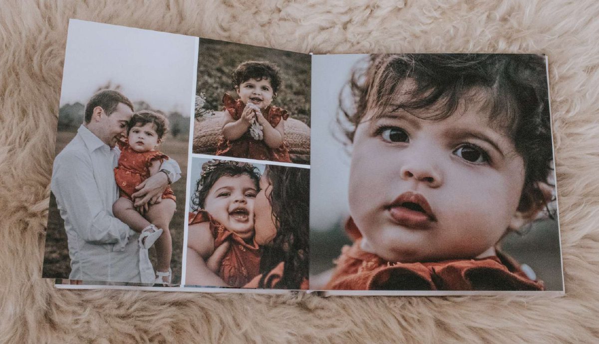 Pagine interne del fotolibro 20x20 con fotografie di famiglia